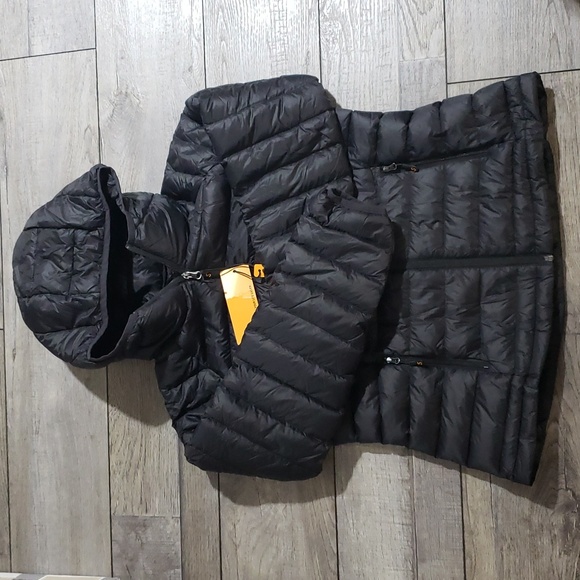 SLOW DOWN Women Hooded Lightweight Down Puffer Jacket, Sz S, Black - Picture 1 of 9